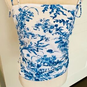 Anthropologie Blue and White Floral Tank Top